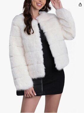 White Faux Fur Jacket Size M